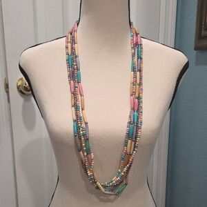 Multicolor Multistrand Beaded Necklace